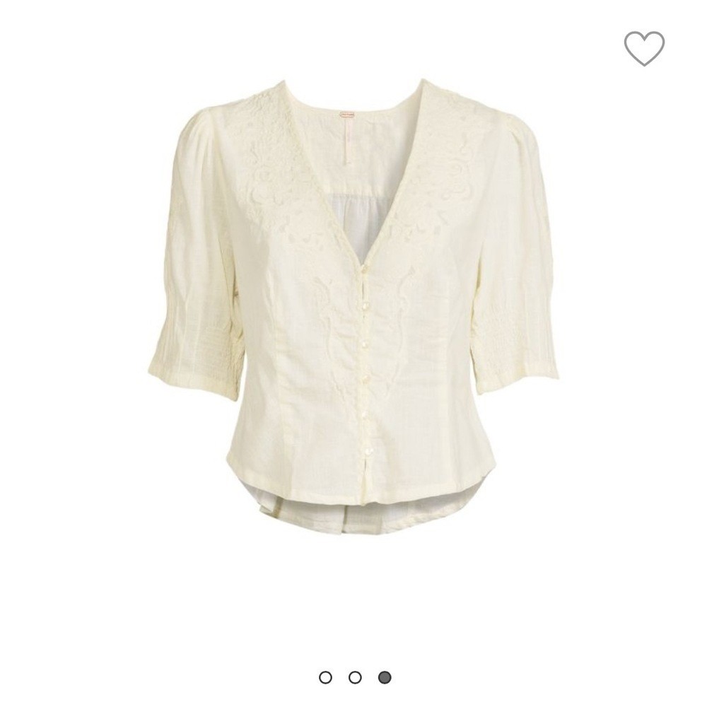 New! Free People Laurie Embroidered Top Medium - Picture 2 of 4